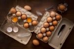 Chicken Eggs Flat Lay Still Life Rustic With Food Stylish Stock Photo