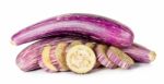 Sliced Eggplant Isolated On A White Background Stock Photo