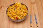 Singapore Noodles Stock Photo