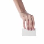 Blank Business Card In A Female Hand. Concept Stock Photo