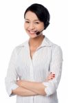 Cute Female Call Centre Executive Stock Photo