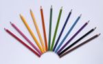 Colorful Color Pencil Arrange In Fan Shape Stock Photo