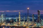 Oil Refinery Plant Of Petroleum Or Petrochemical Industry Produc Stock Photo