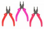 Red And Pink Colors Tone Of Short Mouth Pliers Stock Photo