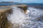 The Cobb Harbour Wall In Lyme Regis Stock Photo