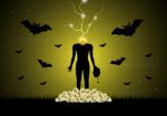 Halloween Headless Zombie Skull Bat  Stock Photo