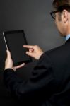 Businessman Holding Tablet Pc Stock Photo