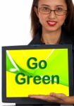 Go Green Computer Message Stock Photo