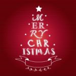 Merry Christmas In Typography Tree Card Stock Photo