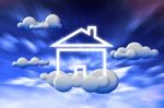 House In Clouds Stock Photo