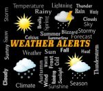 Weather Alerts Shows Forecast Warning And Update Stock Photo