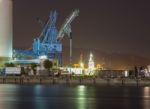 Crane At Night Stock Photo