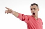 Shouting Man Pointing Out Stock Photo