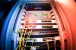 Fiber Optic With Servers In A Technology Data Center Stock Photo