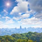 Aerial View Of Angkor Wat Temple Towers Stock Photo