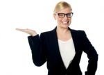 Business Woman Presenting Copyspace Stock Photo