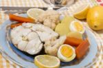 Hake Fish With Cauliflower And Potatoes Stock Photo