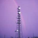 Radio Tower In Queensland With A Rainbow Stock Photo