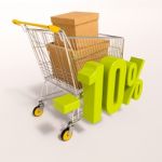 Shopping Cart And Percentage Sign, 10 Percent Stock Photo