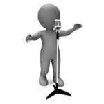 Singer Character Shows Singing Or Talent Microphone Concert Stock Photo