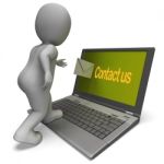 Contact Us On Laptop Shows Helpdesk Communication And Help Stock Photo