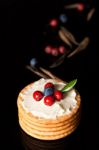 Cookies With Cream Cheese And Blueberries Stock Photo