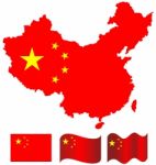 China Map And Flag Of China Stock Photo