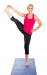 Middle Age Woman Doing Yoga Exercises Stock Photo