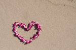 Heart Orchid Flower Garland White Sand Beach Stock Photo