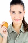 Sweet Girl Holding Cake Stock Photo