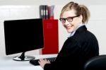 Business Lady Smiling At Camera Stock Photo