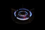 Flame Of Old Gas Oven In The Dark Stock Photo