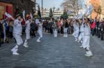 Kent And Sussex Morris Dancers Performing In London Stock Photo