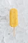 Passion Fruit  Popsicle Yummy Fresh Summer Fruit Sweet Dessert Wood Teak White Stock Photo