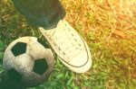 Soccer Ball On The Grass Stock Photo