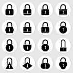 Lock Sticker Icon Set  Illustration Stock Photo