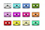 Multiple Mini Audio Cassette Tape Stock Photo