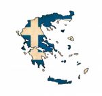 Greece Map On Greece Flag Drawing ,grunge And Retro Flag Series Stock Photo