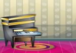 Cartoon  Illustration Interior Music Room With Separated Layers Stock Photo