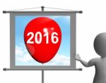 Two Thousand Sixteen On Sign Shows Year 2016 Stock Photo