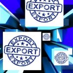 Export On Cubes Showing Worldwide Shipping Stock Photo