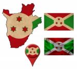 Grunge Burundi  Flag, Map And Map Pointers Stock Photo