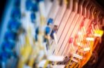 Fiber Optic With Servers In A Technology Data Center Stock Photo