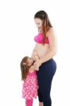 Pregnant Woman With Her Daughter Stock Photo