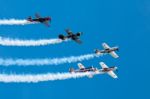 Aerostars Yak 52/50 Aerial Display At Biggin Hill Airshow Stock Photo