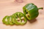 Slice Green Sweet Pepper Stock Photo