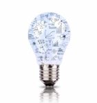 Light Bulb With Drawing Graph Stock Photo