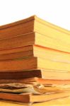 Edged Of Stack Old Books  Stock Photo