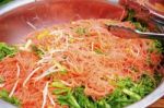 Chow Mein Pink In A Large Bowl Stock Photo