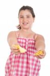 Girl Offering Chips Stock Photo